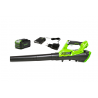 Воздуходув Greenworks G40ABk4, 40v, в комплекте с АКБ 4 А·ч и быстрым ЗУ (аккумуляторный)